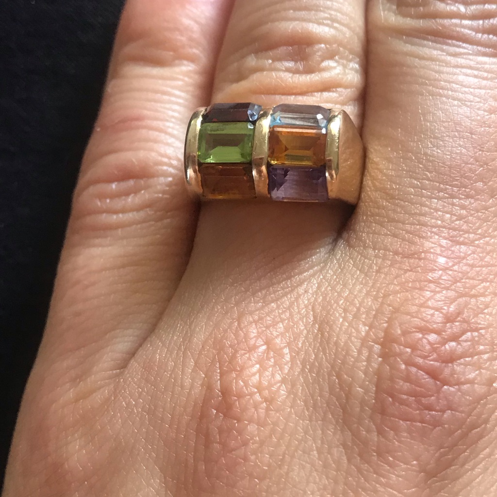Gold Ring Multicolored Precious Stones
